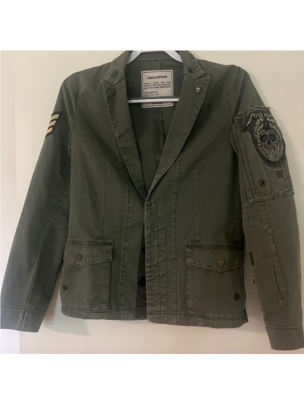 🎉 FINAL SALE 🎉 Zadig & Voltaire Virginia Grunge Love Punk military jacket - Picture 3 of 12
